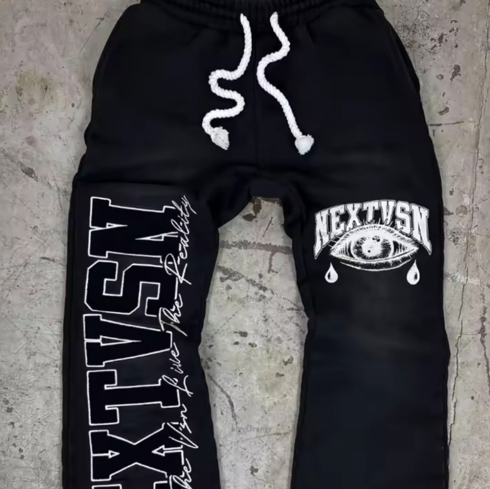 next Black Sweatpants with Bold Graphics